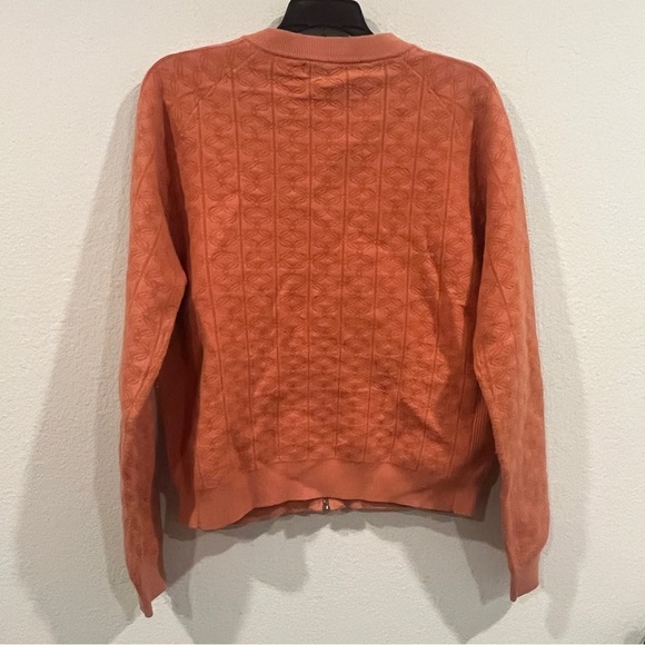 Stitches & stripes orange textured pattern size X-Large zip up sweater - Picture 7 of 8